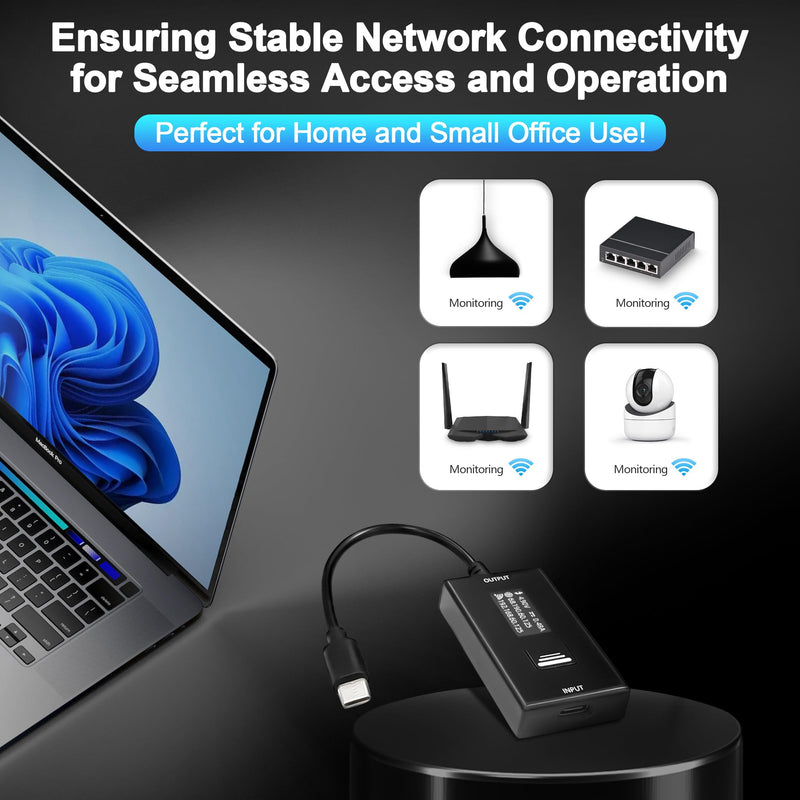 Wi-Fi IP Enabled Remote DC Power Switch (USB Type-C Plug) with Auto Reboot, Integrated Power Metering, Manage via Free APP & Cloud (Scalable). Ideal for Homes & Small Offices.