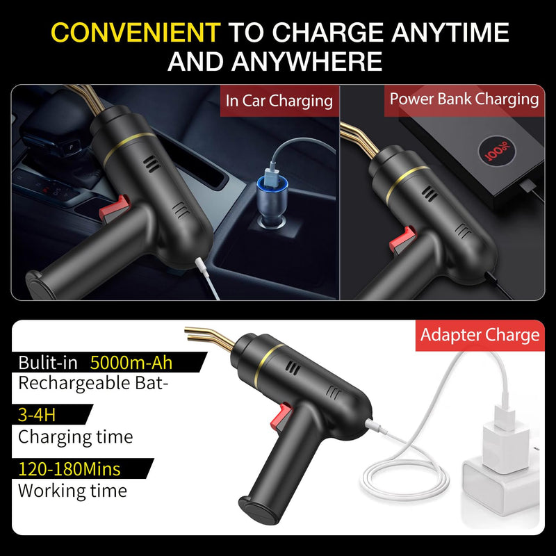 200W Cordless Plastic Welder, Plastic Welding Kit with 1200PCS Hot Stapler, USB Rechargeable Plastic Welder Gun with 5000mAh Battery, Plastic Weld Bumper Repair Kit for Most Plastic Repair Black