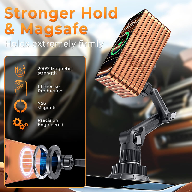 Phone Holders for Your Car, Universal Strong Magnetic Cup Car Phone Mount | Flexible Height, Hands Free, Car Phone Holder with Long and Adjustable Neck for iPhone 17 16 15 14 13 12 Series, Samsung