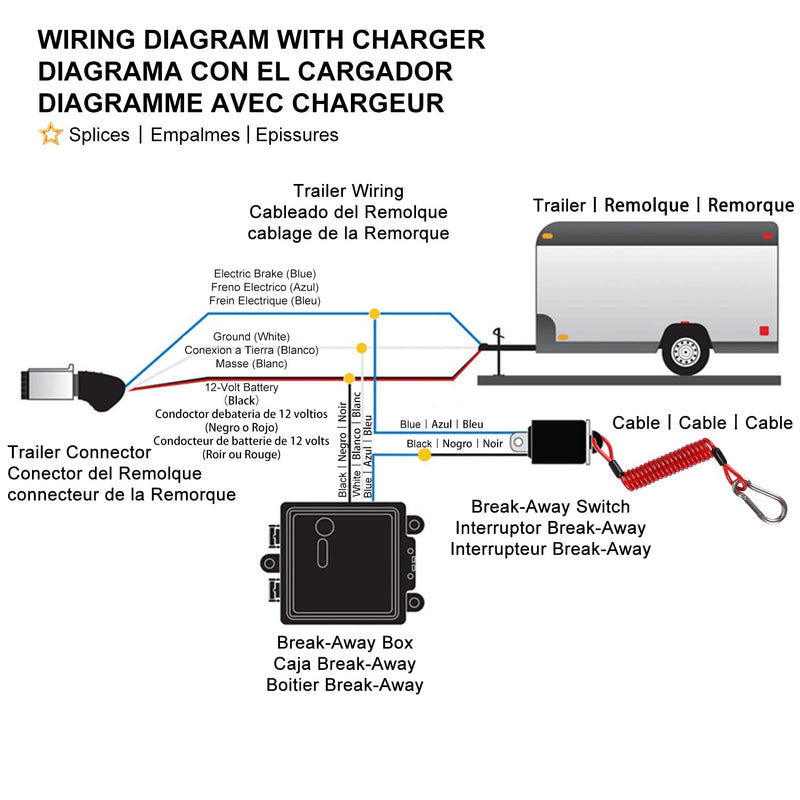 12V Trailer Breakaway Kit with LED Test Light - Electric Break Away System, Universal Waterproof Trailer Brake Controller for Vehicles (Battery Not Included)