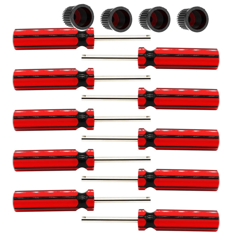 10 Pcs 6523339 Valve Core Removal Tool w/4 Tire Valve dust Cap Automotive Car Motorcycle Truck Bike Screwdriver Valve Stem Core Remover Tire Repair Install Tool