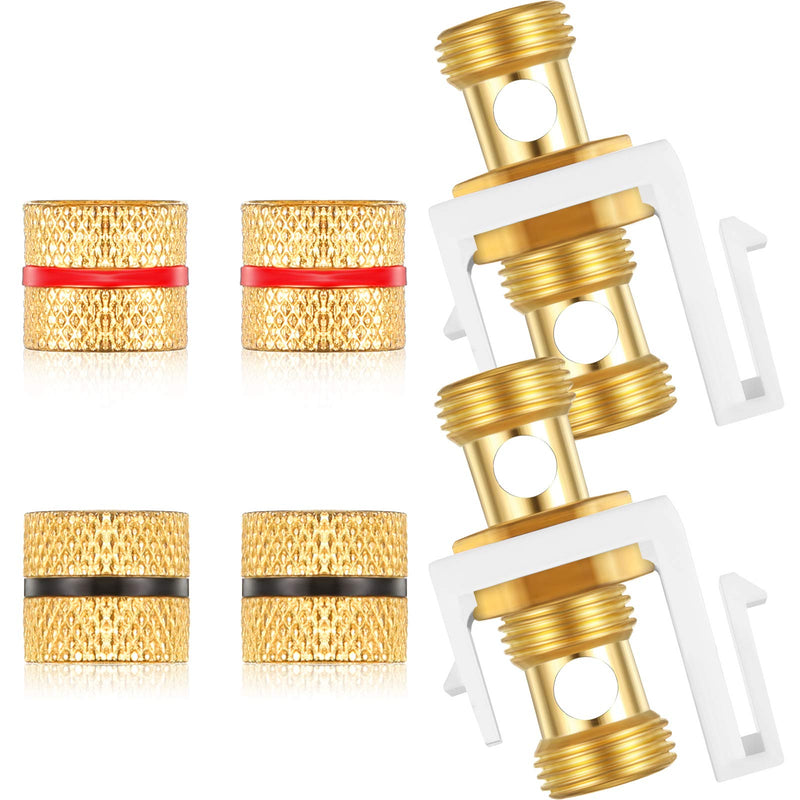 Weewooday 2 Pieces Pieces Banana Jack Binding Post Keystone Jack Insert, Black and Red Rings Audio Speaker Keystone Connector Screw Type Inline Coupler for Wall Plate Outlet Panel