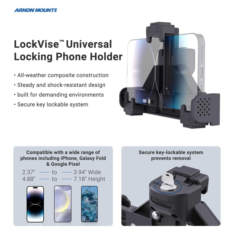 ARKON Mounts SM090 Universal Locking Phone Holder with Key Lock - Bulk