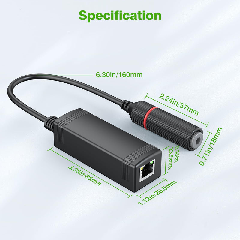Gigabit PoE Splitter 12V Output with IEEE 802.3af/at Standard Compliant 10,100,1000Mbps Power Over Ethernet Splitter Adapter for Security Camera CCTV Surveillance IP, AP, Wireless Bridge (2 Pack)