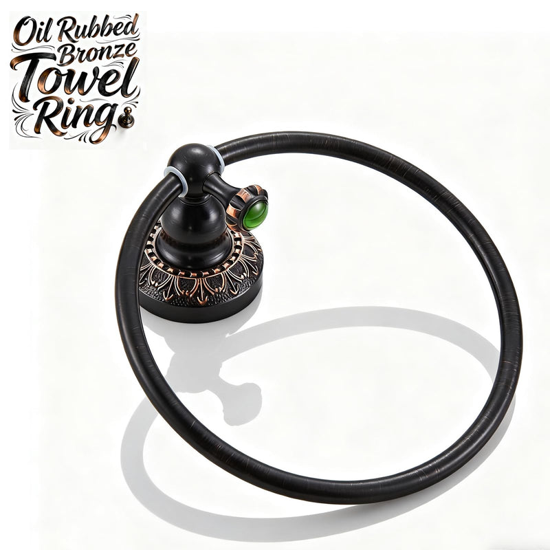 Towel Racks for Bathroom, NEWRAIN Wall Mounted Towel Ring Solid Brass, Oil Rubbed Bronze Hand Towel Holder Heavy Duty Towel Hanger for Bath,Kitchen