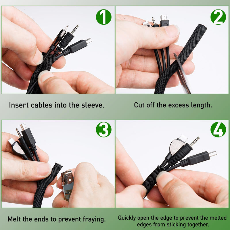 Heat Resistant Wire Loom Automotive Cable Management Sleeves 35ft-1/2inch Split Wiring Loom Harness Wire Organizer, High-Temperature Heavy Duty Auto Wrap Cord Protectors from Pets No Chew, Black 1/2"-35Feet