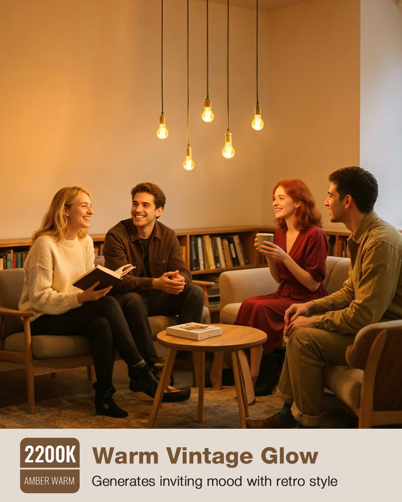 Lafoy A19 Amber 2200K Soft Warm E26 Light Bulbs, Dimmable Vintage LED Edison Bulbs 60 Watt Equivalent, 550 Lumen Medium Base Lightbulbs, Antique Old-Fashioned Style 60W Replacement, 120V 12 Pack 2200k Amber Warm 12 Count(Pack of 1)