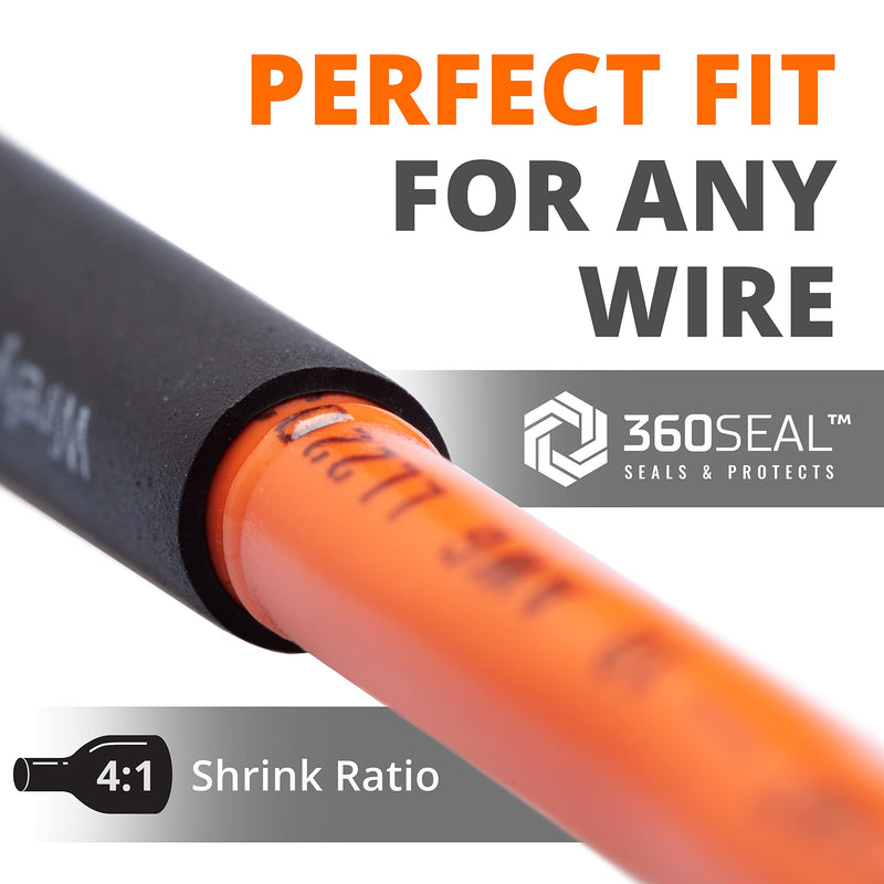 Wirefy 1/2" Heat Shrink Tubing - 4:1 Ratio - Adhesive Lined - Resistant Heat Shrink - 50 Feet Roll - Black