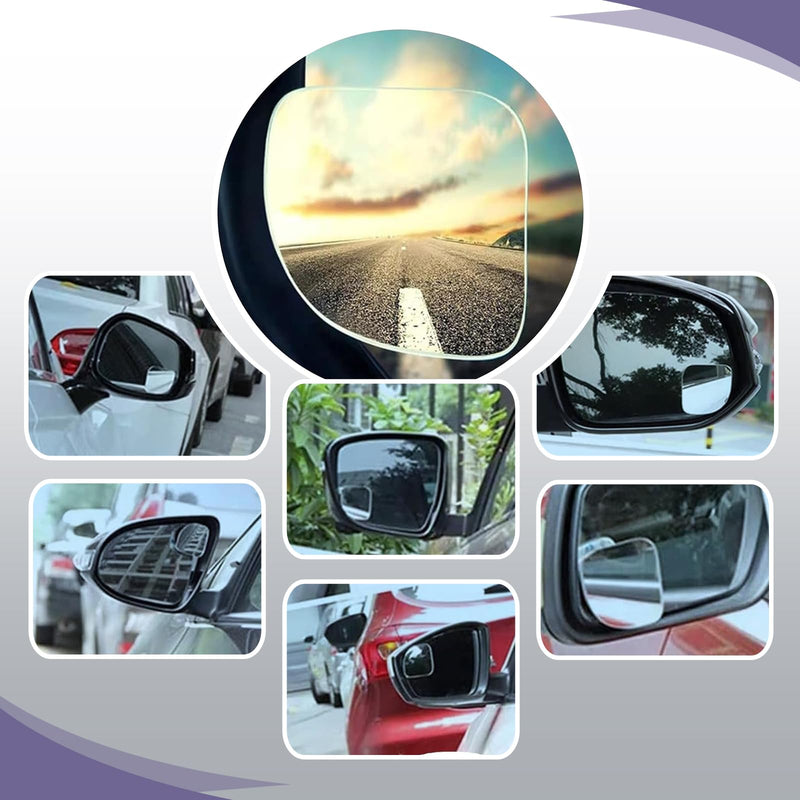 2 PCS Fan Shaped Frameless Wide Angle Blind Spot Mirror, Car Blind Spot Mirror, HD Convex Glass Angle Adjustable, Fit for Most Cars (Transparent)