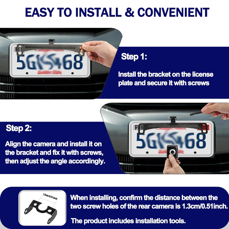 Universal Car Rear View Camera License Plate Bracket, Premium Backup Camera License Plate Dash Cam Mirror Cam Accessory Rear Camera Mount, Only Installation Holder for Back Up Camera