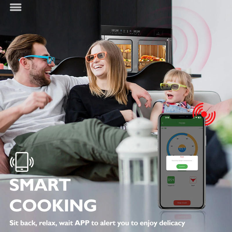 Smart Meat Thermometer 656FT Remote Range Digital Cooking Food Thermometer with Cordless Probe Real-Time Readings from Apps IP68 Waterproof for BBQ, Oven, Grill, Smoker, Air Fryer, Kitchen Small