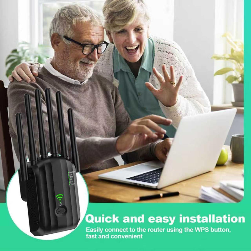 WiFi Extender,WiFi Extender Signal Booster for Home Covers up to 10000 sq.ft & 88+ Devices, New 6X Faster Wireless WiFi Repeater with Ethernet Port, WiFi Booster Compatible with All Routers (Black)