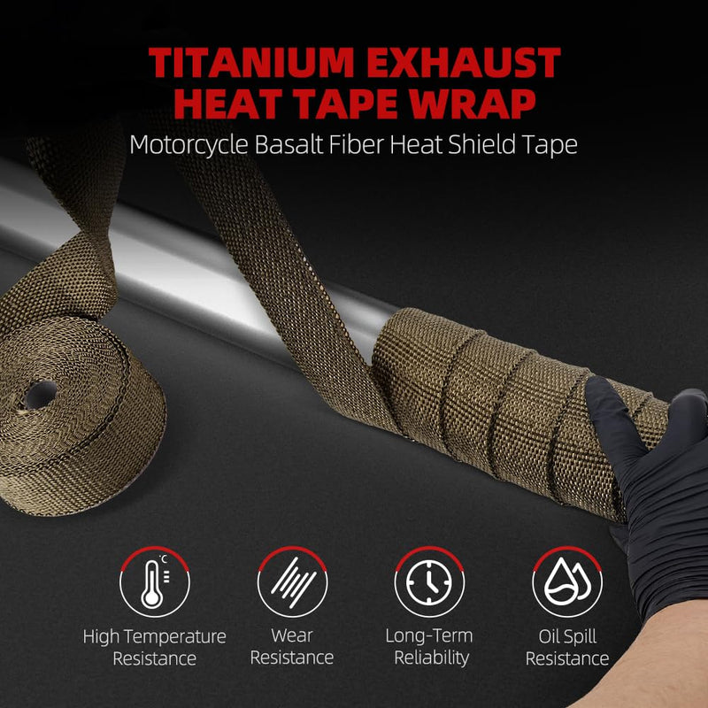 2" x 16' Titanium Exhaust Heat Wrap Roll for Motorcycle Cars Heat Shield Tape, Heat Shield with Stainless Steel Tie 2" x 16'