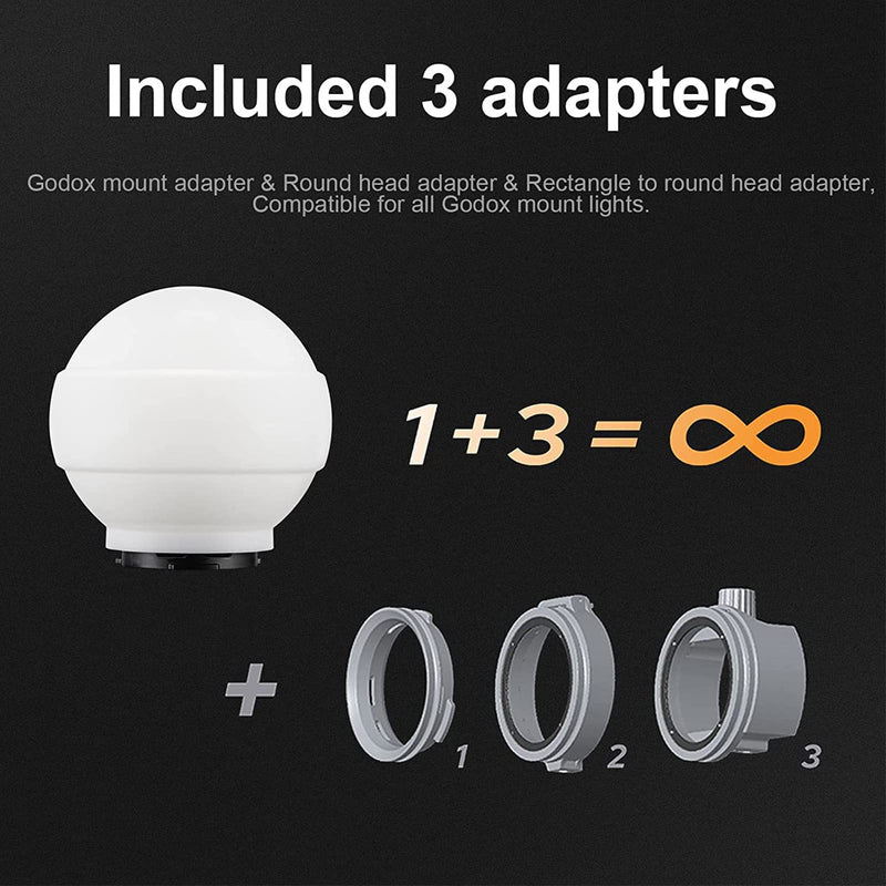 Godox ML-CD15 Diffusion Dome Kit - Flash Light Diffuser for Godox V1 V100 AD100PRO AD200Pro II V860III V850II TT685II TT685 TT600 TT560II TT520II ML30 ML30Bi ML60 ML60Bi AD300PRO AD400PRO