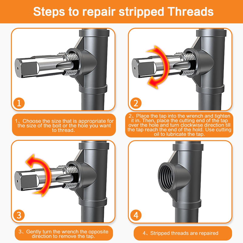 6-Piece NPT Pipe Tap Set, Precision Carbon Steel NPT Tap Set for Clean Accurate Threads, 1", 3/4", 1/2", 3/8", 1/4", 1/8" NPT Tap, Perfect for Plumbers Mechanics DIYers, with Durable Plastic Case 6 Piece 1", 3/4", 1/2", 3/8", 1/4", 1/8" NPT Tap