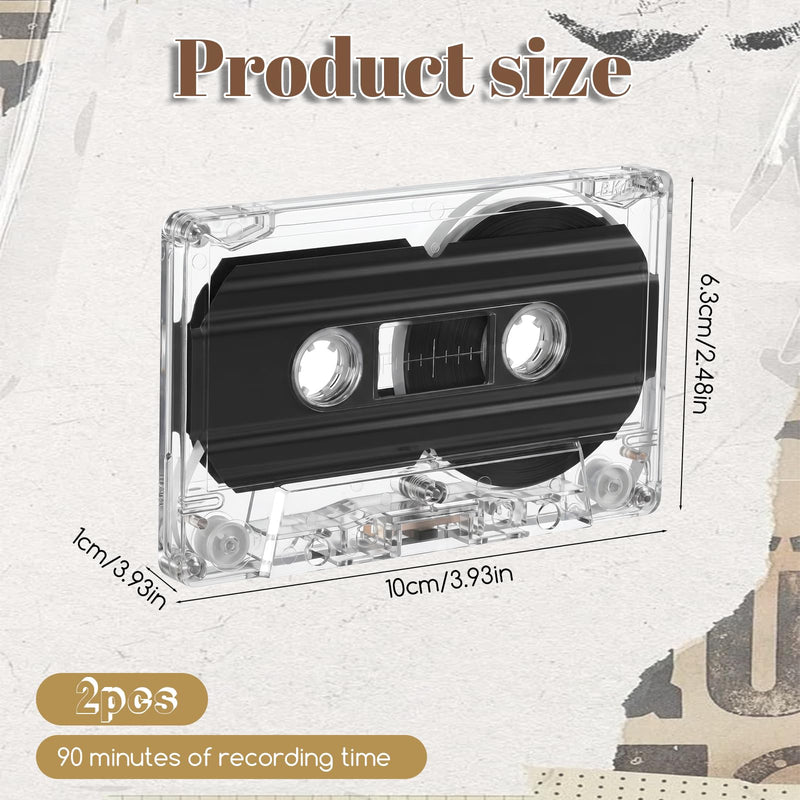 2 Pack Blank Cassette Tape, 90 Minutes Blank Audio Cassette Tape Dictating Audio Tapes Micro Tapes for Recording for Speech Music Recording Standard Low Noise