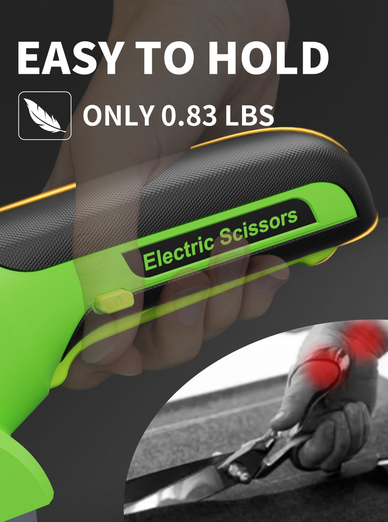 4V 2000mAh Cordless Cardboard Cutter, Electric Box Cutter for Cardboard with 2 Titanium Blades, LED & Safety Lock, Max Cutting1/4", Rotary Cutter for Fabric, Wire Rope Cutters - Emerald Green