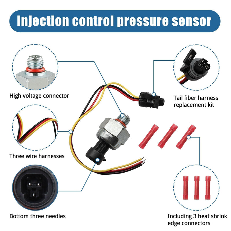 F6TZ-9F838-A ICP Sensor with Harness Kit Injection Control Pressure Fit for Ford Vehicles - 7.3 Powerstroke E-350 F-250 F-350 Super Duty Replaces # F6TZ-9F838-A F4TZ9F838A 1807329C92 CM5227