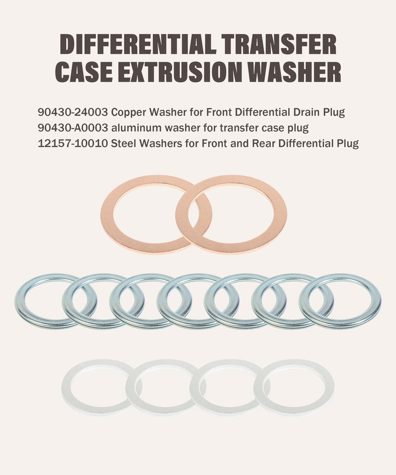 RACOONA 12PCS Crush Washer Kit,Transfer and Differential Case Drain Plug Crush Washer Service Gasket,Car Accessories Differential Transfer Case Crush Gasket,Replace #9043024003,1215710010,90430A0003
