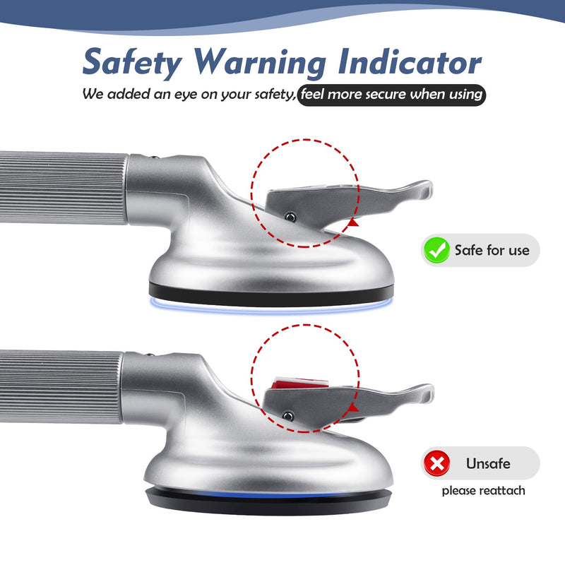 Grab Bars for Bathtubs and Showers, 17-inch Upgraded Safety Suction Grab Bar for Shower, Tools-Free Installation for Bathroom Wall, Shower Handles for Elderly with Enlarged Suction Cup - Silver