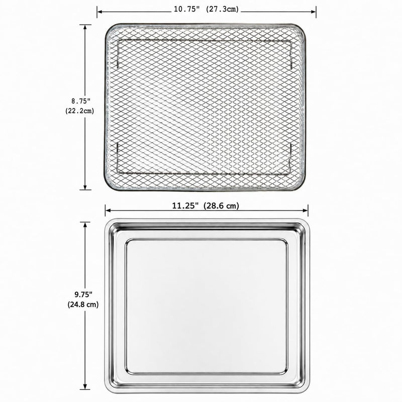 Univen Stainless Steel Upgraded Baking Tray Pan and Air Fryer Basket Compatible with Cuisinart Airfryer TOA-26 TOA-28