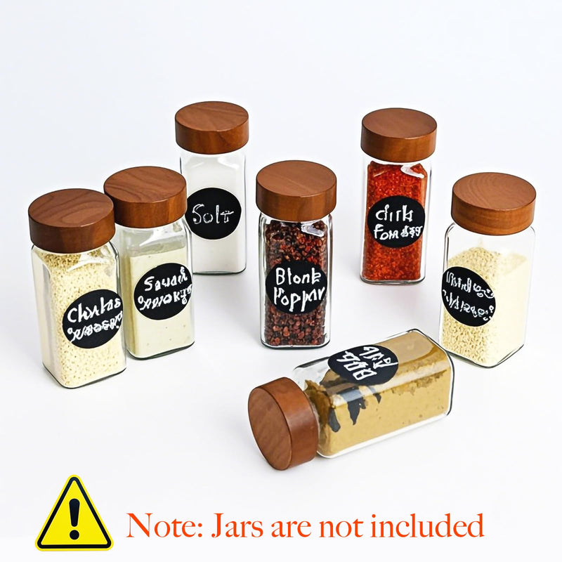 48 Pcs Spice Jar Lids Acacia Wood,Fits 4 Oz and 8 Oz Glass Spice Jars,For Square and Round Plastics Spice Jars,Jar Not Included (48) 48