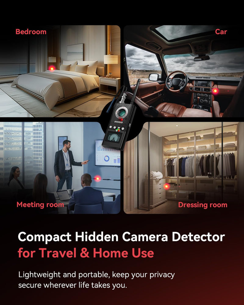 Hidden Camera Detectors GPS Tracker Detector Portable Bug Detector with Auto Detection for Travel, Hotel Safety