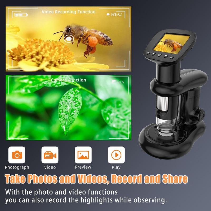 Digital Microscope with 2" Screen for Adults Kids, Coin Magnifier with Light and Stable Stand, Hobbyist Microscope Magnifying Glass 100X, Collector Pocket Jewelers Loupe