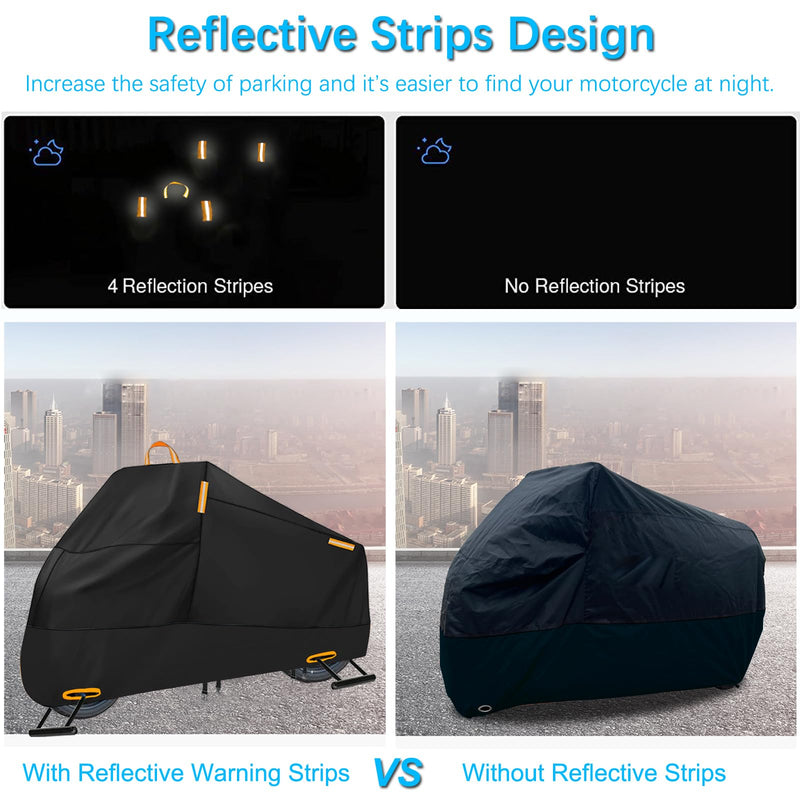 Motorcycle Cover Waterproof Outdoor, 300D Heavy Duty Motorcycle Cover for Ninja 250 300 650 1000 Yamaha YZF R1 R7 MT-09 Suzuki GSXR 600 750 1000 Scooter Cover Protection Fits up to 86" - Black L (Fits up to 86")