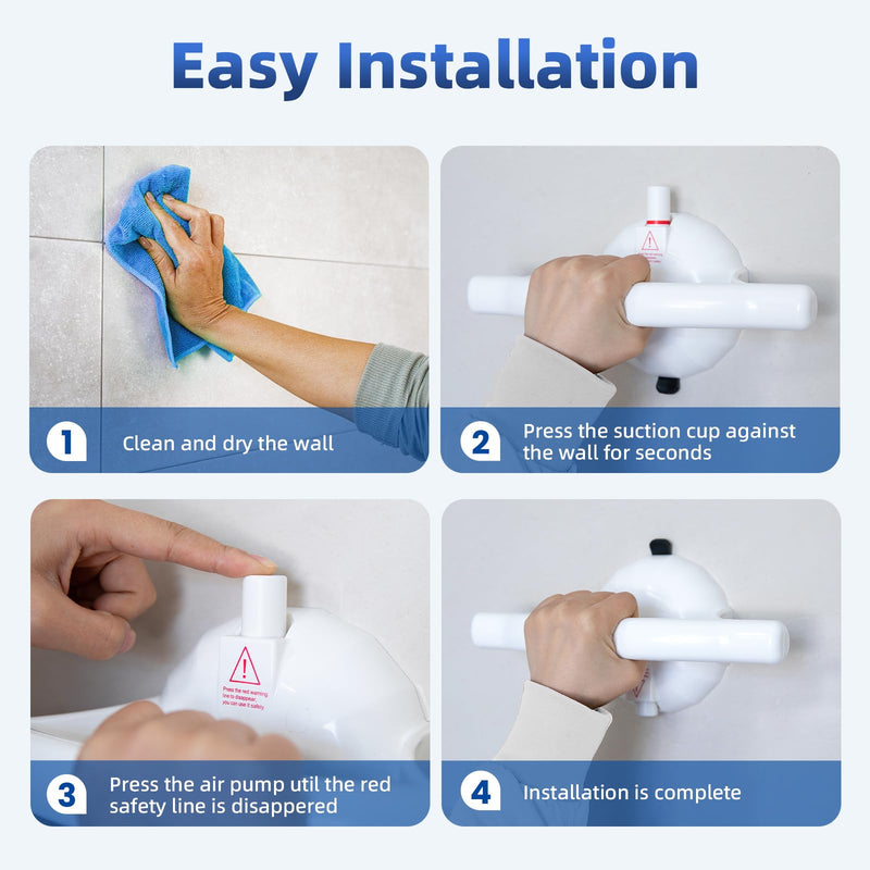 Upgraded Suction Grab Bars for Shower, 440lb Bathroom Safety Grab Bars for Bathtubs and Showers Heavy Duty, No Drilling Strong Suction Shower Handle for Seniors Elderly Disabled,Pregnant 1 Pack