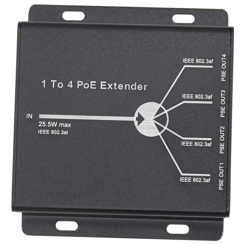 POE Extender RJ45 4-Port 10/100M IEEE802.3at (Power-in) to IEEE802.3af (Power-Out) for Ethernet/PoE Power AP, IP Camera, IP Telephone and Other Network equipments