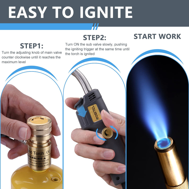 MAPP Map Gas Torch Kit with Holster, Adjustment Knob Trigger Start Propane Hose Torch for Brazing, Soldering, Welding, Plumbing, HVAC Black With a Bag