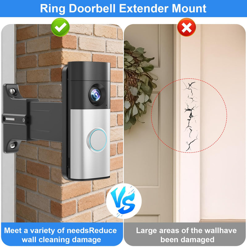 Adjustable 2" to 4.7" Doorbell Extender Mount for Ring Newest 2026 Battery Doorbell/Plus/Pro & Wired Doorbell/Pro/Plus, Doorbell Angle Mount, Brick Wall Mounting Bracket Holder for Wider View