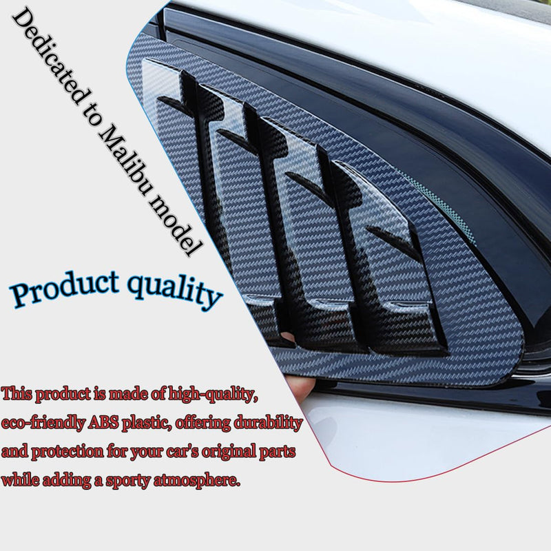 for Chevrolet Malibu 2016-2024 2PCS Print Rear Side Window Louvers Air Vent Scoop Shades Cover Blinds Trim - ABS Carbon Fiber Sport Upgrade Trims Interior Accessories (2PCS) sporty style