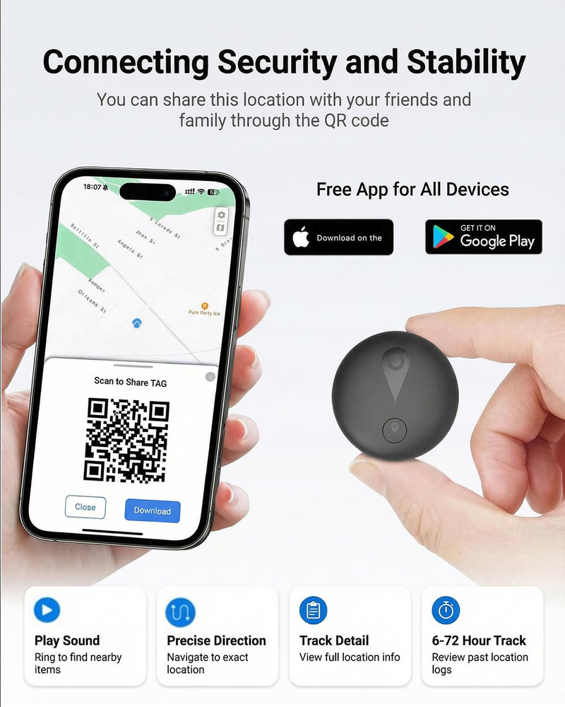 GPS Tracker for Kids, Smart Kids Tracker with Real-Time Location, for Android and iPhone No Monthly Fee & No SIM Card- Wearable Wristband & Keychain Design, IP68 Waterproof,Indoor & Outdoor Safety Use Black