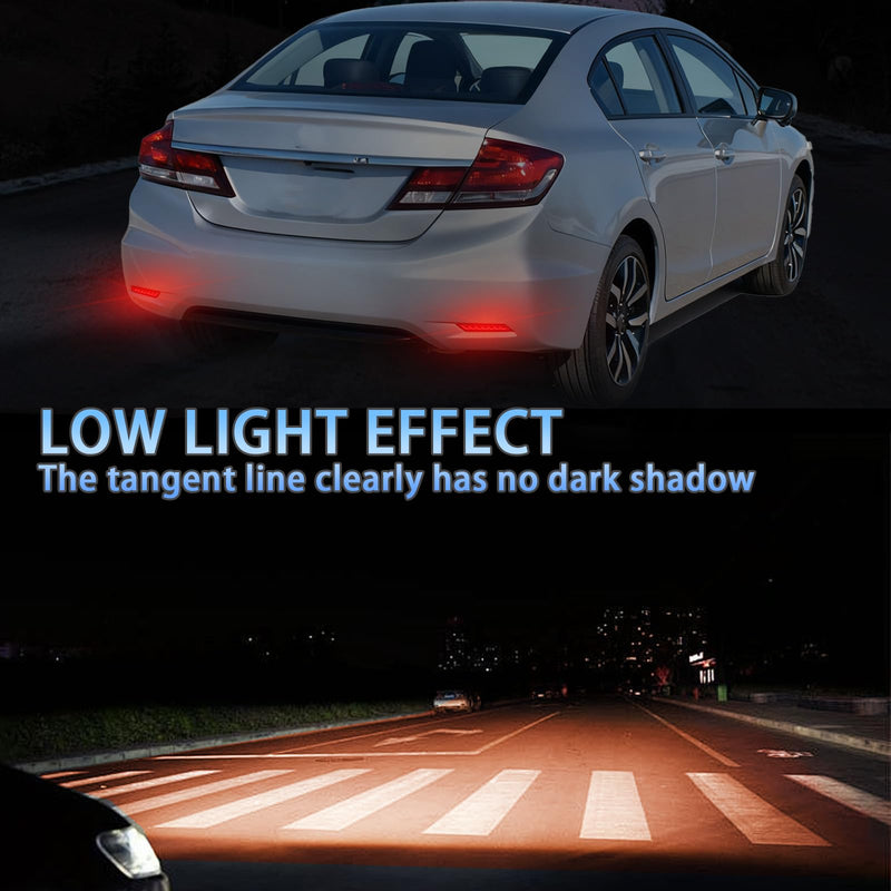 LED Rear Bumper Reflectors Fog Brake Tail Light Lamps Compatible with Honda Civic 2013-2015, Replace Stock Reflector Trim OEM 33505TR0A51 33555TR0A51 (Red) Red