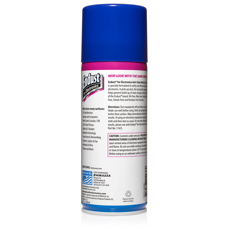 Endust for Electronics; Anti-Static Screen & Electronics Multi-Surface Cleaning Spray; Foaming, Streak & Residue Free; Ammonia & Alcohol Free, Oil & Wax Free; 10 oz. Aerosol (096010)