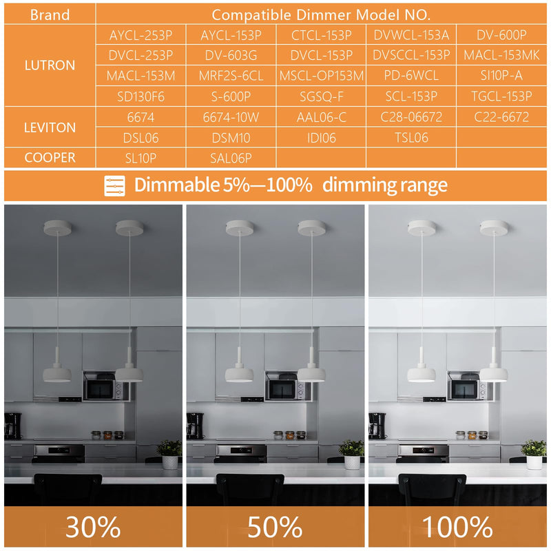 Pure White Pendant Light Fixtures Kitchen Island Mini Dome Hanging Light Fixtures LED COB Source Modern Hanging Lamp for Bedroom Living Room Dining Bar(1 Pack) 1-Pack