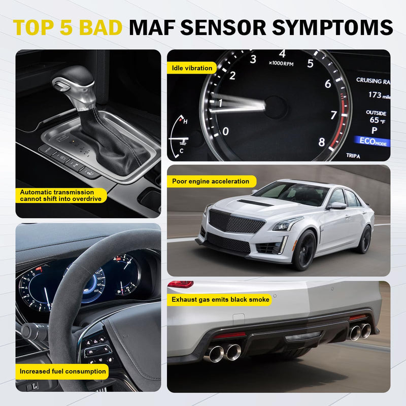 Mass Air Flow Meter MAF Sensor for Cadillac CTS Escalade Chevy Avalanche Silverado Suburban Tahoe GMC Sierra Yukon XL 1500 2500 - Replaces 10393948 23256991 AF10060
