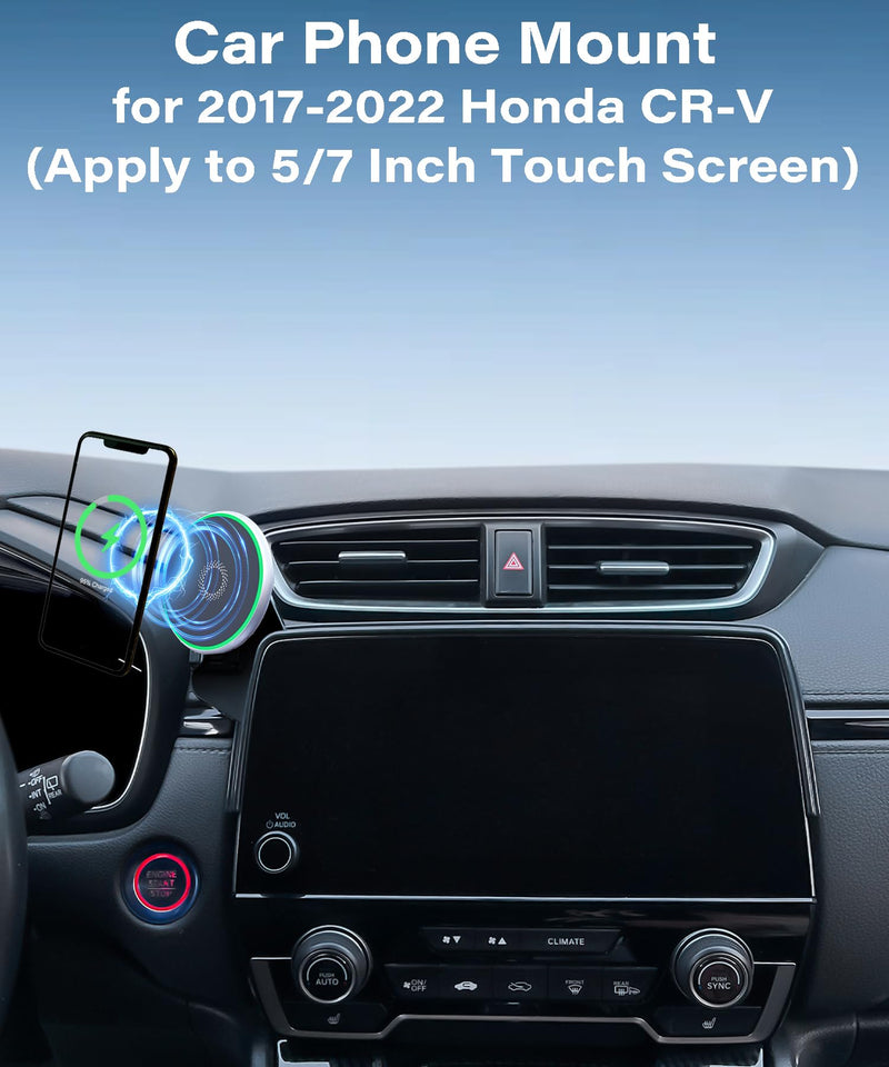 Car Phone Holder for 2017 2018 2019 2020 2021 2022 Honda CR-V Accessories 15W Fast Wireless Charger Screen Fixed Clip Cell Phone Mount Hands-Free 360 Degree Rotation (5/7 Inch) fit for 2017-2022 Honda CRV(5/7 Inch Screen)