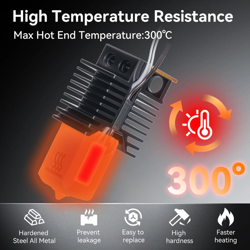 for Snapmaker U1 Hardened Steel Hotend 0.4mm,High Temp&Fast Heating Hot End Replacement with Silicone Sock and Nozzle Wiper,Leak-Proof Integrated Hotend Compatible with Snapmaker U1 3D Printer-4PCS 4PCS 0.4mm