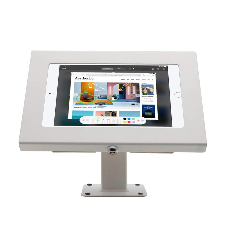 TABcare 180 Tilting 360 Rotating Metal Mount Support 75x75 100x100 VESA Used as Desktop Stand or Wall Mount (White)