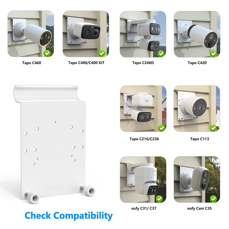 Vinyl Siding No Drill Mount for eufy Security eufyCam C37/C31 &Tapo Camera (White)