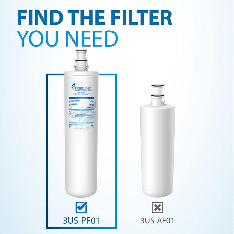 Filterlogic 3US-PF01 Under Sink Water Filter, Replacement for Filtrete® 3US-PF01, 3US-MAX-F01H, 3US-PF01H, Delta RP78702, Manitowoc K-00337, K-00338, HF20, HF25, HF27, HF25-S, HF20-I, NSF/ANSI 42 1 Count (Pack of 1)