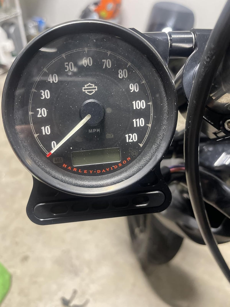 39MM Motorcycle Speedometer Side Mount Relocation Bracket, Odometer Instrument Handlebar Mounting Bracket Clamp Adjustable Compatible with Harley Sportster Iron 883 1200