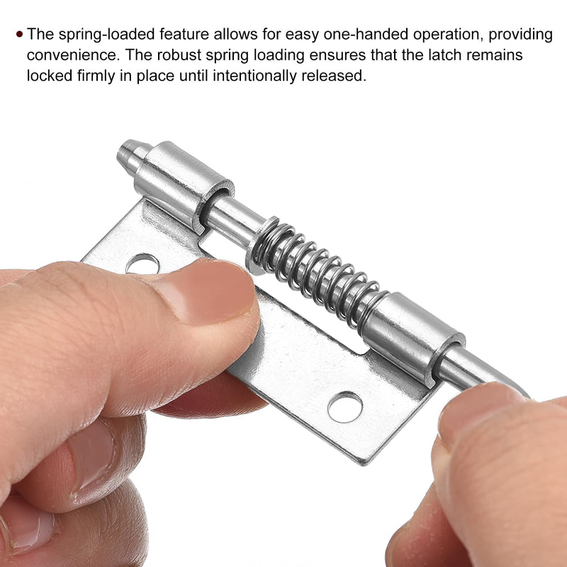 uxcell Spring Loaded Latch Pin, 10Pcs 3.46" - 304 Stainless Steel Spring Latch, Left-Handed with Hole Locked Spring Loaded for Distribution Box Electrical Cabinet (Silver) 3.46"