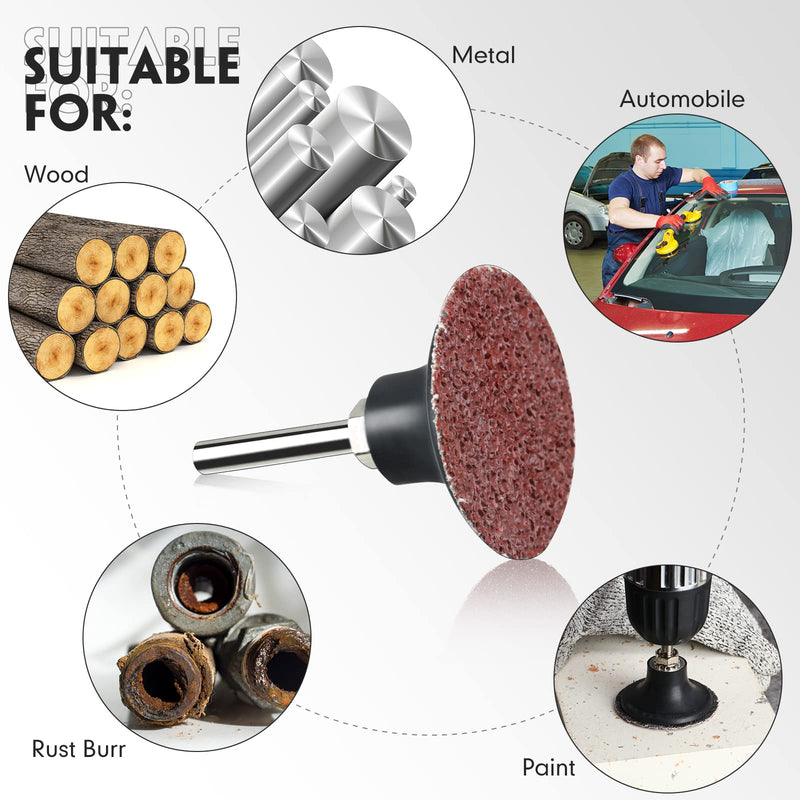 Newwiee 150 Pieces 2 Inch Sanding Discs 36 Grit Die Grinder Sanding Disc for Surface Prep Strip Grind Polish Finish Burr Rust Paint Removal Red