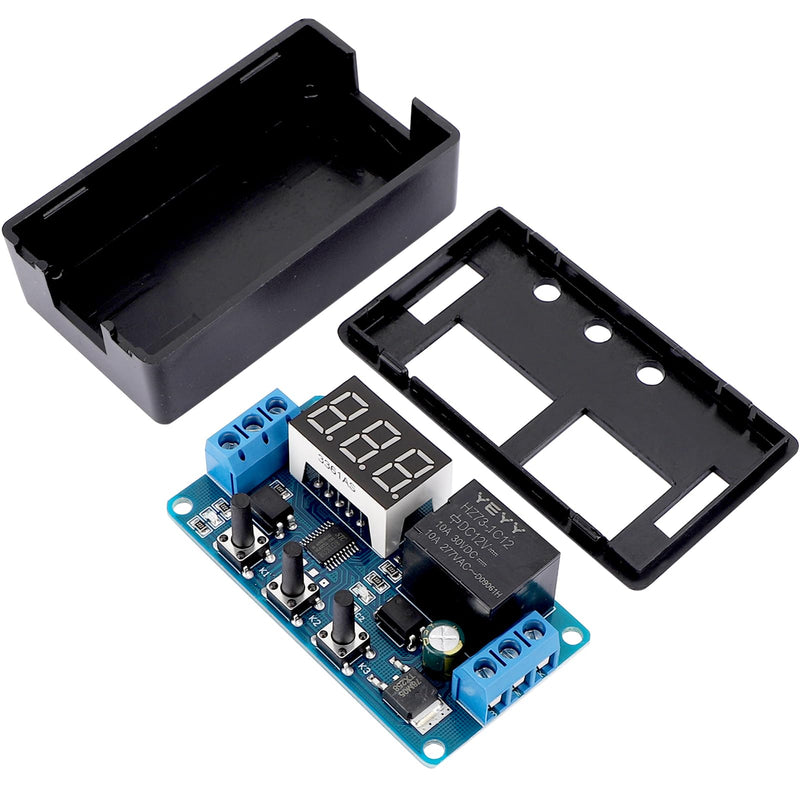 DROK 12V Timer Relay, LED Display 4-Mode On-Off Automotive Time Delay Relay, Electric Delay Timer Switch 0.1s to 999min 1pcs