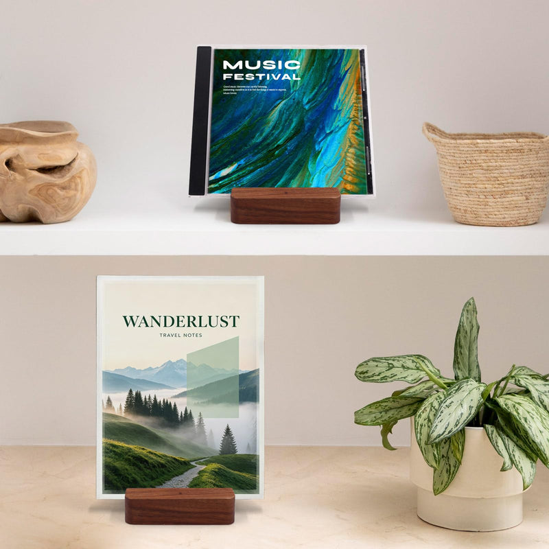 1 Pcs CD Display Rack, Solid Wood Tabletop Cd Holder Stand, Single DVD Holder for CD/DVD/Phone/Albums (Brown) Brown