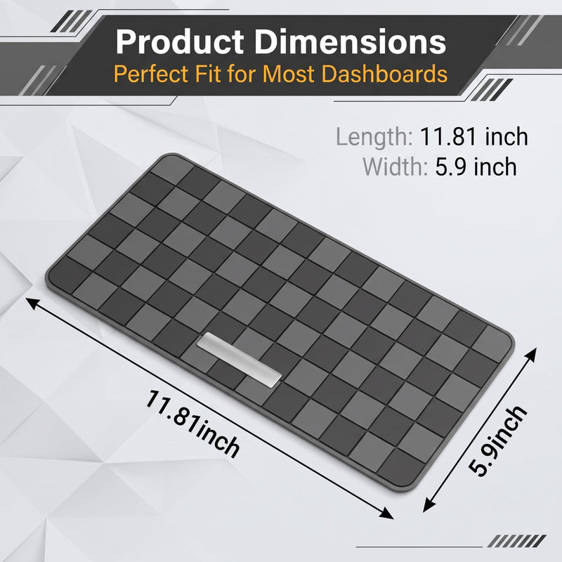 Car Dashboard Non Slip Mat, Multifunctional Fixate Anti Slide Pad for Phone Keys Sunglasses GPS, Heat-resistant Sticky Dash Mat, Storage Accessory for Car & Home & Office (Black & Gray) 1 PC Black & Gray